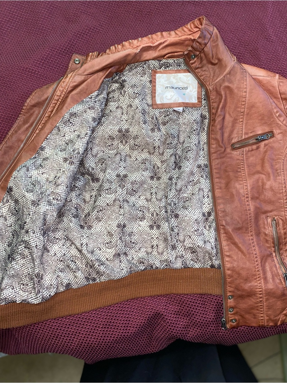 Maurices Copper Brown Faux Leather Bomber Jacket - Picture 2 of 8
